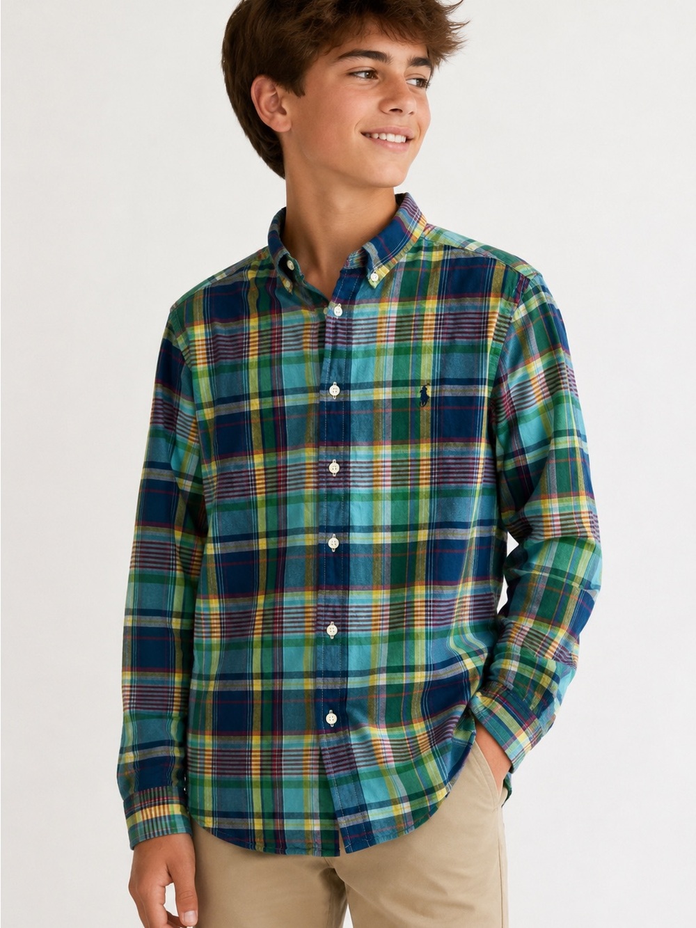 Polo Ralph Lauren Boys XL Madras Plaid Button-Down Shirt